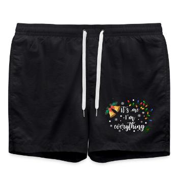 Funny Couple Christmas Shirt, Matching Xmas - Swim Trunks - black - Front - AI Model Male 185 light (185cm)