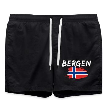 Bergen, Norway - Swim Trunks - black - Front - AI Model Male 185 light (185cm)