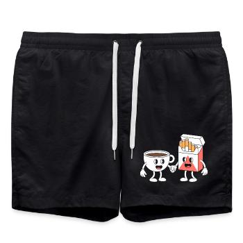 Coffee and Cigarettes  - Funny T-Shirt - Swim Trunks - black - Front - AI Model Male 185 light (185cm)