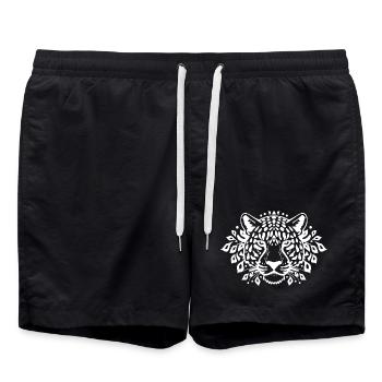 Leopard T-shirt Gift Idea - Swim Trunks - black - Front - AI Model Male 185 light (185cm)