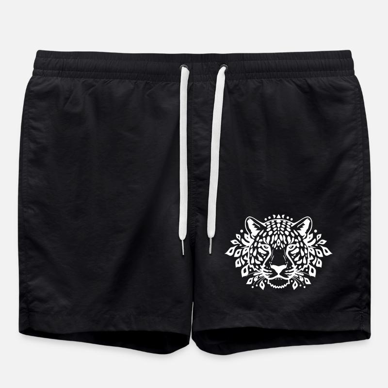 Leopard T-shirt Gift Idea - Swim Trunks - black