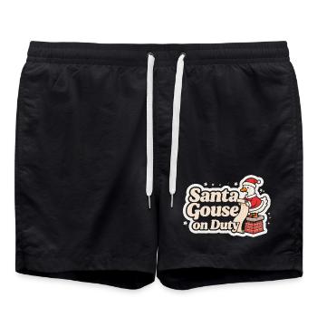 Weihnachtsmann-Gans im Dienst Weihnachtsfamilie - Badeshorts - Schwarz - Vorne - AI Model Male 185 light (185cm)