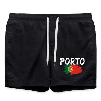 Drapeau de Porto Portugal - Short de bain - noir - Devant - AI Model Male 185 light (185cm)