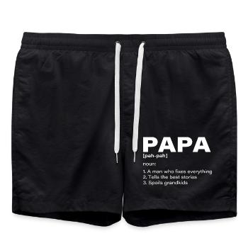 Papa Définition Drôle Grand-père Cadeau Humour Familial - Short de bain - noir - Devant - AI Model Male 185 light (185cm)