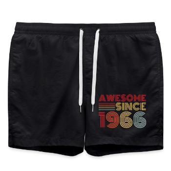 Vintage 1966 Retro 1966 Birthday Gift - Swim Trunks - black - Front - AI Model Male 185 light (185cm)