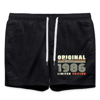 1986 Vintage Retro Geburtstagsgeschenk - Badeshorts - Schwarz - Vorne - AI Model Male 185 light (185cm)