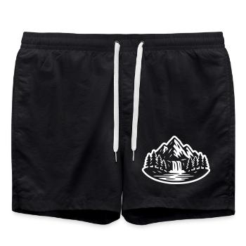 Paysage montagneux Cascade forestière - Short de bain - noir - Devant - AI Model Male 185 light (185cm)