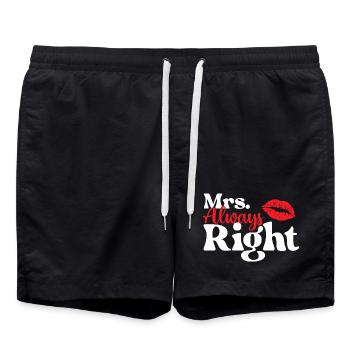 Mrs. Always Right lustiges Valentinstagspaar passt zusammen - Badeshorts - Schwarz - Vorne - AI Model Male 185 light (185cm)