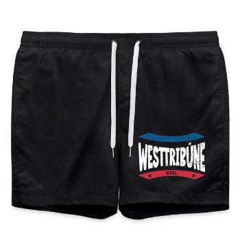 Kiel Stadium West Stand Hoodie, Shirt, Bag - Swim Trunks - black - Front - AI Model Male 185 light (185cm)