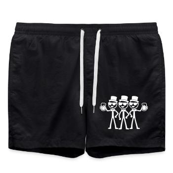 Team Bräutigam Junggesellen - Badeshorts - Schwarz - Vorne - AI Model Male 185 light (185cm)