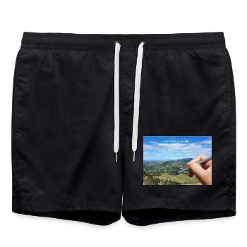 Himmlisches Schöpfungszitat Landschaft - Badeshorts - Schwarz - Vorne - AI Model Male 185 light (185cm)