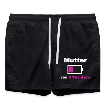 Mutter Tochter Spruch Stolz Mama 2 Kinder Geschenk - Badeshorts - Schwarz - Vorne - AI Model Male 185 light (185cm)