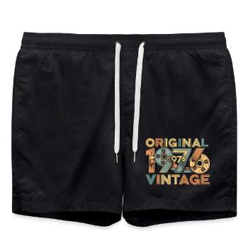 Original 1976 Retro - Swim Trunks - black - Front - AI Model Male 185 light (185cm)