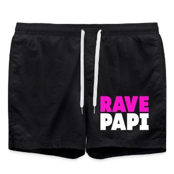 Techno House Electro Festival Hardstyle Rave Dad - Swim Trunks - black - Front - AI Model Male 185 light (185cm)