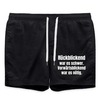 Rückblickend schwer, vorwärts nötig - Badeshorts - Schwarz - Vorne - AI Model Male 185 light (185cm)