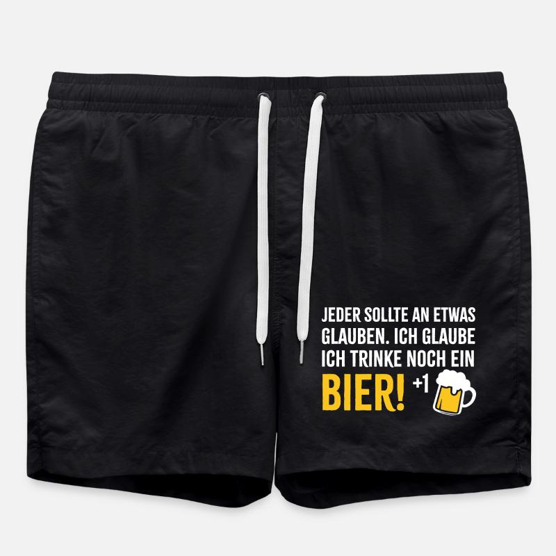 Ich glaube an Bier +1 - Badeshorts - Schwarz