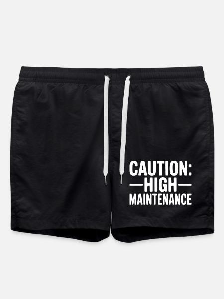 Caution: High Maintenance - Swim Trunks - black