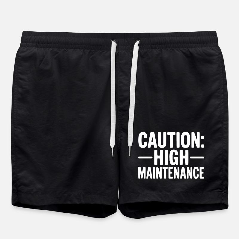 Caution: High Maintenance - Swim Trunks - black