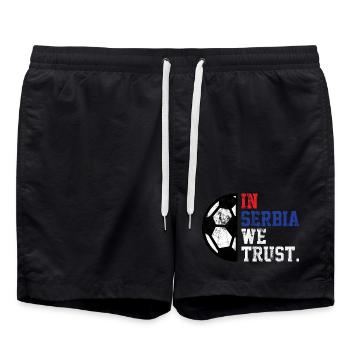 En Serbie, nous avons confiance - Short de bain - noir - Devant - AI Model Male 185 light (185cm)