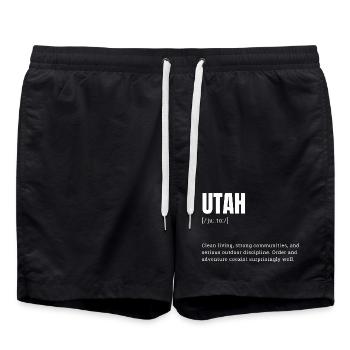 Utah Bold Typography Adventure - Swim Trunks - black - Front - AI Model Male 185 light (185cm)