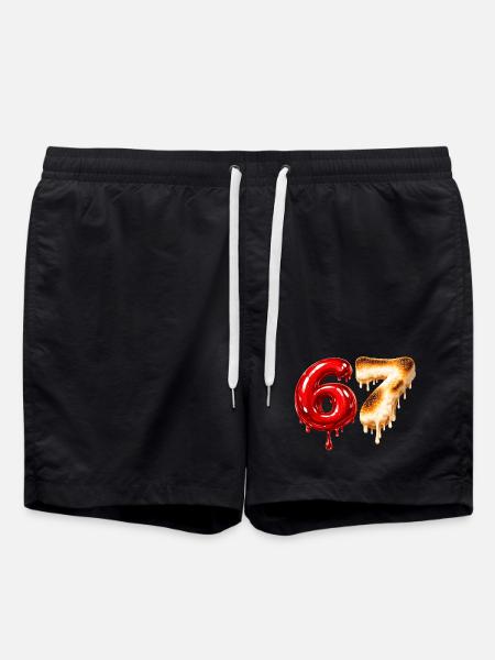 67 - 6 7 - Six Seven Meme - Swim Trunks - black