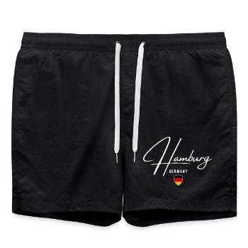 Hambourg, Allemagne, design élégant Hambourg - Short de bain - noir - Devant - AI Model Male 185 light (185cm)