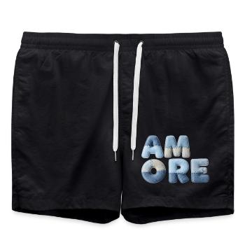 Patchwork Amore romantic gift for partner - Swim Trunks - black - Front - AI Model Male 185 light (185cm)