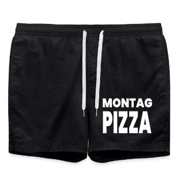 Pizza - Badeshorts - Schwarz - Vorne - AI Model Male 185 light (185cm)
