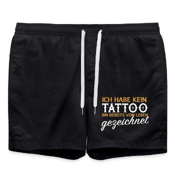 Kein Tattoo, vom Leben gezeichnet - Badeshorts - Schwarz - Vorne - AI Model Male 185 light (185cm)