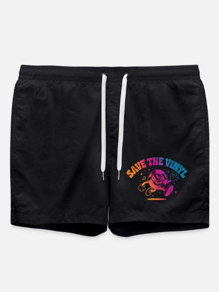Save the Vinyl DJ Music - Swim Trunks - black
