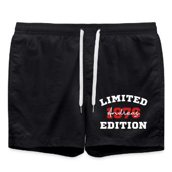 T-shirt d’anniversaire Andreas 50 ans - Short de bain - noir - Devant - AI Model Male 185 light (185cm)