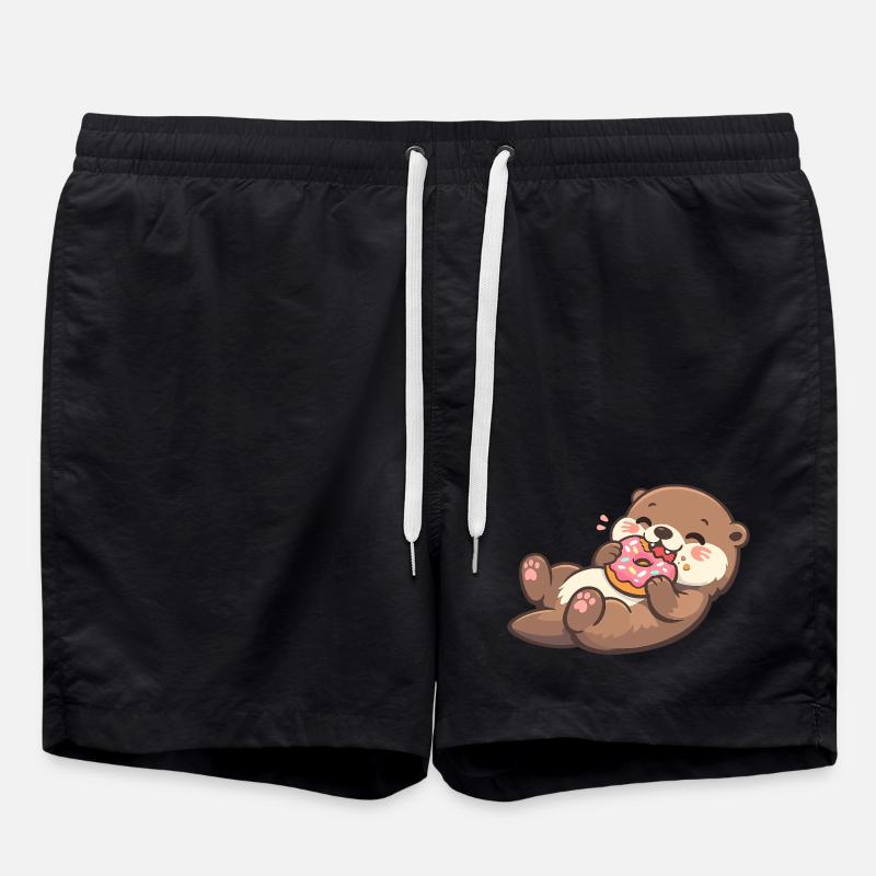 Kuschelbär mit Donut-Genuss - Badeshorts - Schwarz