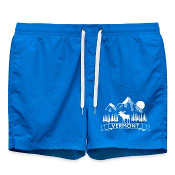 Vermont Moose in Mountain Pines - Swim Trunks - cobalt blue - Front