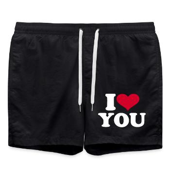 Je t’aime, mon cœur - Short de bain - noir - Devant - AI Model Male 185 light (185cm)