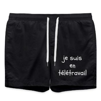 Je suis en télétravail - Short de bain - noir - Devant - AI Model Male 185 light (185cm)