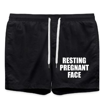 Pregnant woman resting on face while swan - Swim Trunks - black - Front - AI Model Male 185 light (185cm)