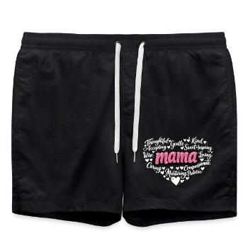 Design cadeau de la fête des mères en cœur pailleté rose maman - Short de bain - noir - Devant - AI Model Male 185 light (185cm)