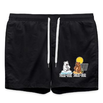 Polar Bär und Solar Bär - Bären Solar PV Anlage - Badeshorts - Schwarz - Vorne - AI Model Male 185 light (185cm)
