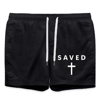 Minimaliste sauvé, foi en Jésus, cool Chr - Short de bain - noir - Devant - AI Model Male 185 light (185cm)