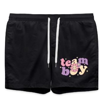 Geschlechterenthüllung Team Junge Babyparty Mama Papa Oma - Badeshorts - Schwarz - Vorne - AI Model Male 185 light (185cm)
