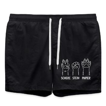 Schere Stein Papier Katzen Hunde Pfoten - Badeshorts - Schwarz - Vorne - AI Model Male 185 light (185cm)