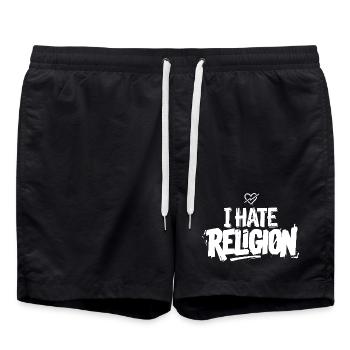 I Hate Religion - Swim Trunks - black - Front - AI Model Male 185 light (185cm)