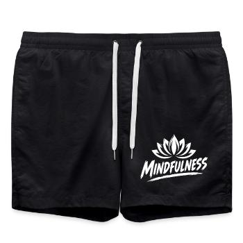 Mindfulness Achtsamkeit Lotusblumen Meditation - Badeshorts - Schwarz - Vorne - AI Model Male 185 light (185cm)