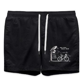 what birds really think - lustiges Vogel Design - Badeshorts - Schwarz - Vorne - AI Model Male 185 light (185cm)