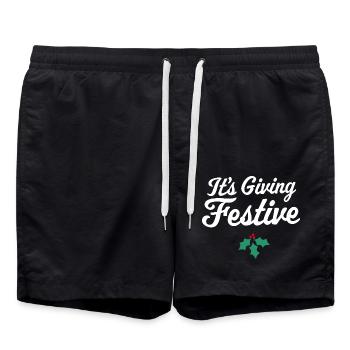 It's Giving Festive - Swim Trunks - black - Front - AI Model Male 185 light (185cm)