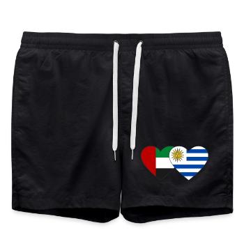 Émirats arabes unis Uruguay Drapeau Coeur - Short de bain - noir - Devant - AI Model Male 185 light (185cm)