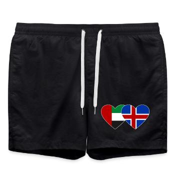 Vereinigte Arabische Emirate Island Flagge Herz - Badeshorts - Schwarz - Vorne - AI Model Male 185 light (185cm)