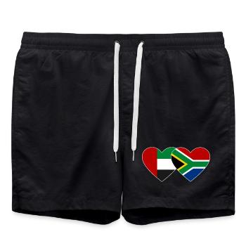 Émirats arabes unis Afrique du Sud Drapeau Coeur - Short de bain - noir - Devant - AI Model Male 185 light (185cm)