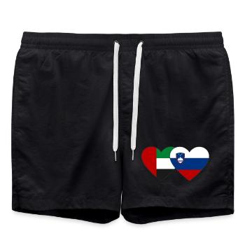 Vereinigte Arabische Emirate Slowenien Flagge Herz - Badeshorts - Schwarz - Vorne - AI Model Male 185 light (185cm)