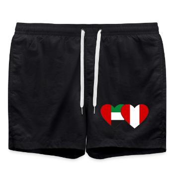 Vereinigte Arabische Emirate Peru Flagge Herz - Badeshorts - Schwarz - Vorne - AI Model Male 185 light (185cm)